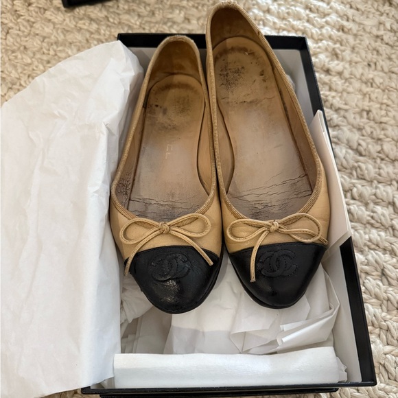 CHANEL ballerina flats black and beige - Picture 4 of 4